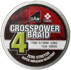 D.A.M DAM pletená šňůra Crosspower 4-Braid 150m 0.10mm 4.5kg GREEN