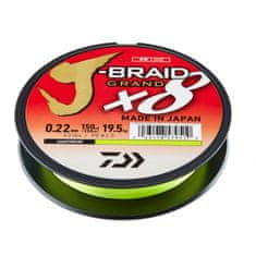Daiwa Daiwa pletená šňůra J-Braid Grand X8E 135m Chartreuse 0,16mm 10kg