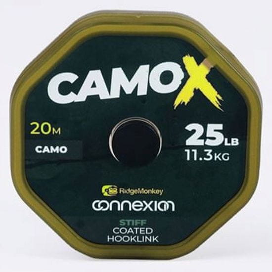 RIDGEMONKEY RidgeMonkey návazcová šňůrka Connexion CamoX Stiff Coated Hooklink 20m 25lb Camo