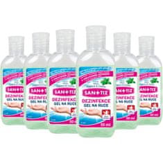 SANITIZ Dezinfekční gel na ruce / dezinfekce 6x 50ml - parfém máta / obsahuje Aloe Vera
