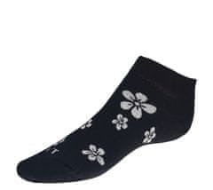 Bellatex Ponožky nízké Kytka bílá - 35-38 - černá, bílá