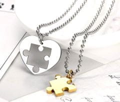 For Fun & Home Sada 2ks náhrdelníků Přátelství Puzzle, srdce z chirurgické oceli 316L, délka řetízku 60 cm