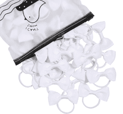 For Fun & Home Sada 20ks gumiček do vlasů s bílou mašlí, pružný měkký materiál, 5,3 cm x 2,5 cm