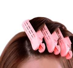 For Fun & Home Připínací válečky na vlasy 5 ks, růžové, plast, 2.5 cm x 10.5 cm