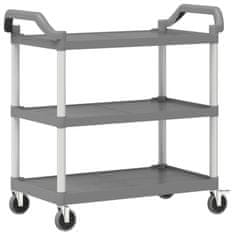 Vidaxl 3patrový vozík šedý 99 x 50 x 96 cm hliník