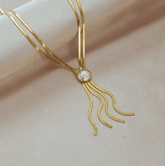 For Fun & Home Dlouhý elegantní náhrdelník z 18karátově pokovené chirurgické oceli, zlatý, délka 42 cm + 5 cm prodloužení