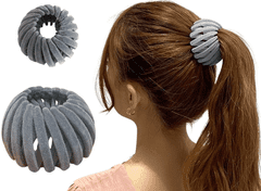 For Fun & Home Velurová gumička do vlasů, šedá, plastová, vnitřní průměr 6 cm / vnější průměr 10 cm