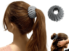 For Fun & Home Velurová gumička do vlasů, šedá, plastová, vnitřní průměr 6 cm / vnější průměr 10 cm
