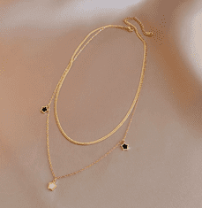 For Fun & Home Dlouhý náhrdelník z 18karátově pokovené chirurgické oceli s hvězdičkami, antialergický, délka 48 cm
