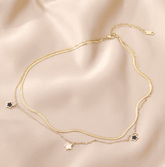 For Fun & Home Dlouhý náhrdelník z 18karátově pokovené chirurgické oceli s hvězdičkami, antialergický, délka 48 cm