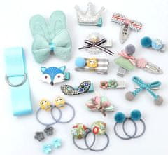 For Fun & Home Sada 24 modrých manžetových knoflíčků pro holčičky, velikost 6 cm do 1 cm, ručně vyráběné