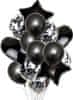 Sada 14 hvězdných balónků pro svatbu a narozeniny, černá, latex a fólie, 45 cm