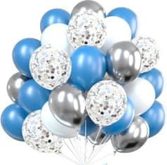 Camerazar Sada 30 modrých balónků s konfetami, latex, průměr 25 cm