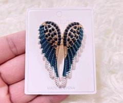 For Fun & Home Elegantní brož s modrými křídly, bižuterní slitina, šířka 3,7 cm, výška 5,3 cm