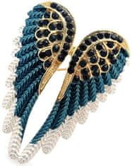 For Fun & Home Elegantní brož s modrými křídly, bižuterní slitina, šířka 3,7 cm, výška 5,3 cm