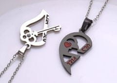 For Fun & Home Náhrdelník z chirurgické oceli BEST FRIENDS s klíčem Srdce, délka 50 cm, antialergický