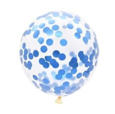 Camerazar Sada 12 modrých balónků s konfetami a číslem 4, latex a fólie, průměr 25 cm, výška 82 cm