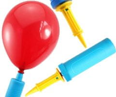 Camerazar Ruční nafukovačka balónků, žlutomodrá, plastová, 28 cm
