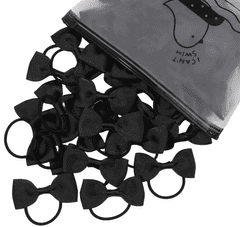 For Fun & Home Sada 20ks černých gumiček do vlasů pro dívky s mašlí, ručně vyrobené z měkkého materiálu, rozměr 5,3 cm x 2,5 cm