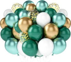 Camerazar Sada 60 zelených balónků s konfetami, latex, průměr 25 cm