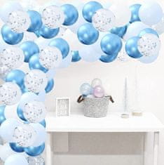 Camerazar Sada 30 modrých balónků s konfetami, latex, průměr 25 cm