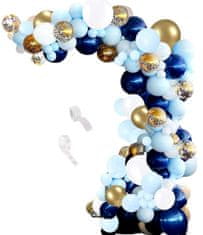 Camerazar Sada na výrobu girlandy z 72 modrých balónků různých velikostí z latexu s lepicí páskou a stuhou