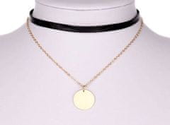 Camerazar Choker náhrdelník s kosočtvercovým přívěskem, zlatý/černý, stuha, 30 cm + 7 cm prodloužení