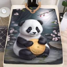 EXCELLENT Mikroplyšová hřejivá deka 150x200 cm - Panda a bambusová nádoba