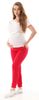 Těhotenské kalhoty/tepláky, Vigo s kapsami - červené, vel. S