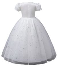 EXCELLENT Společenské šaty vel.128 - Bílé s třpytkami