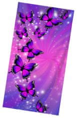EXCELLENT Plážová osuška fialovo-růžová 70x140 cm - Motýli