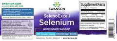 Swanson SelenoExcell, Organický Selen, 200 mcg, 60 kapslí