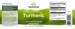Swanson Turmeric - kurkuma, 1440 mg, 100 kapslí