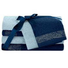 AmeliaHome Sada 6 ks ručníků BELLIS klasický styl odstín námořnická modrá