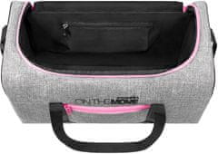 ZAGATTO Cestovní taška šedá s růžovými zipy do letadla 40x20x25 dámská, objem 20 litrů, pohodlné rukojeti a nastavitelný ramenní popruh, má ochranné nožičky, lze nasadit na rukojeť cestovního kufru / ZG19