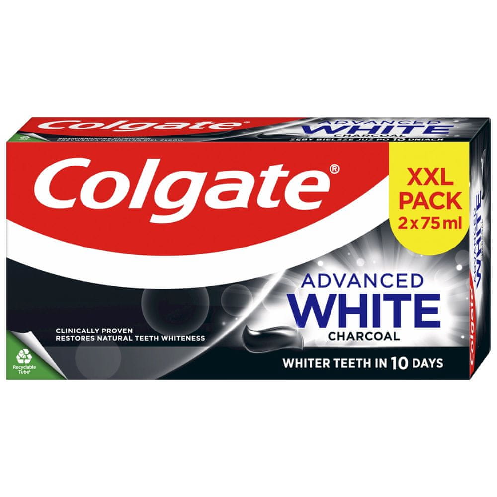 Levně Colgate zubní pasta Advanced White Charcoal 2× 75 ml
