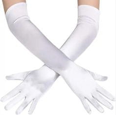 APT BQ62A Saténové rukavice bílé
