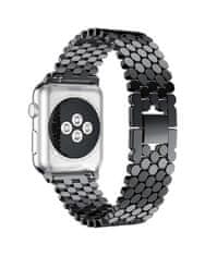 TopQ Kovový řemínek Snake pro Apple Watch 3-4-5-6-SE 38-40 mm černý 66018