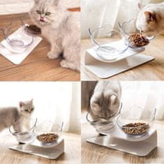 Petallure Vyvýšené misky pro kočky, antirefluxní miska pro domácí mazlíčky, 15° nakloněná vyvýšená miska na krmivo pro kočky, sada misek pro kočky a štěňata - snižuje zvracení, protiskluzová úprava