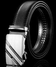 Camerazar Automatický pánský opasek z kvalitní umělé kůže, černý, šířka 3.5 mm, délka 131 cm