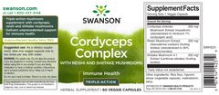 Swanson Cordyceps Complex with Reishi and Shiitake, 60 rostlinných kapslí - EXPIRACE 2/23