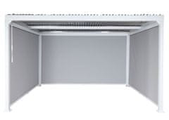 MCW Hliníková pergola L41 s 3x boční stěnou, lamelový pavilon, robustní 8cm kovový rám 3x3m ~ bílá
