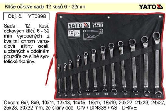 YATO Klíče očkové sada 12 kusů 6-32mm CrV Yato