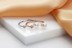 Brilio Silver Něžný stříbrný prsten s pravou perlou RI103W (Obvod 55 mm)