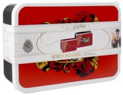 CurePink Plastové boxy na svačinu Harry Potter: Nebelvír (15 x 21 x 8 cm|10 x 15 x 4 cm)