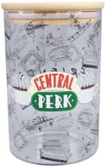 CurePink Skleněná dóza Friends|Přátelé: Central Perk (objem 950 ml)