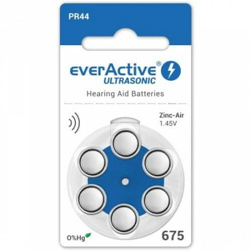 everActive Ultrasonic 1,45 V Náhradní baterie do naslouchadel, velikost 675, 6ks