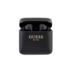 Guess Sluchátka Bluetooth TWS s potiskem loga Guess + dokovací stanice černá