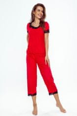 Eldar Dámské pyžamo s krátkým rukávem a 3/4 kalhotami Aster Eldar červená černá S