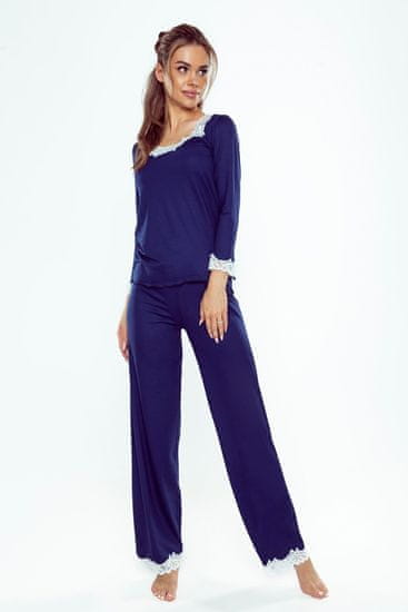Eldar Dámské pyžamo s dlouhým rukávem a dlouhé kalhoty Arleta Eldar námořnická modrá ecru 3XL